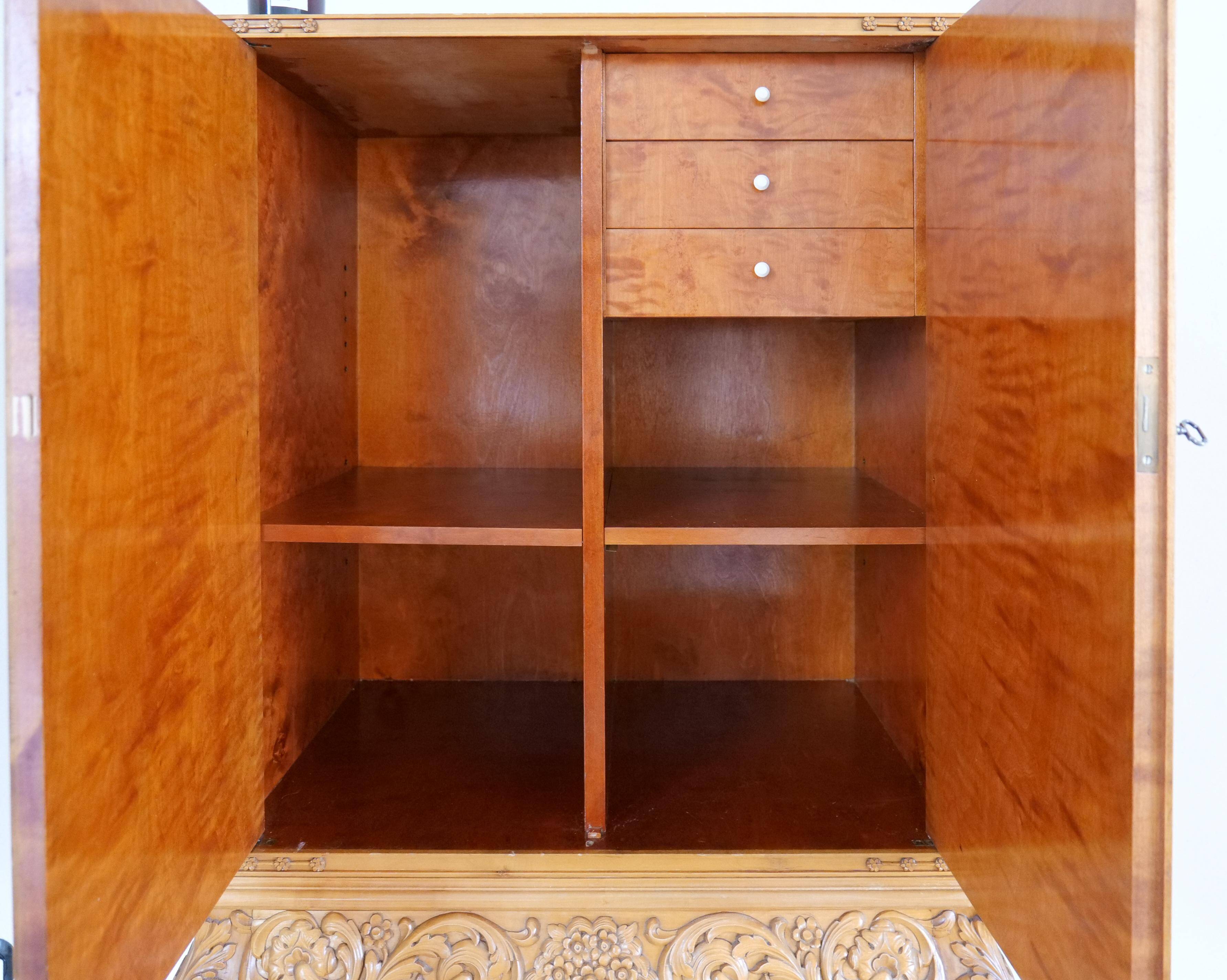 Mid-century modern artisan wardrobe in elm, Sweden, 1940s.