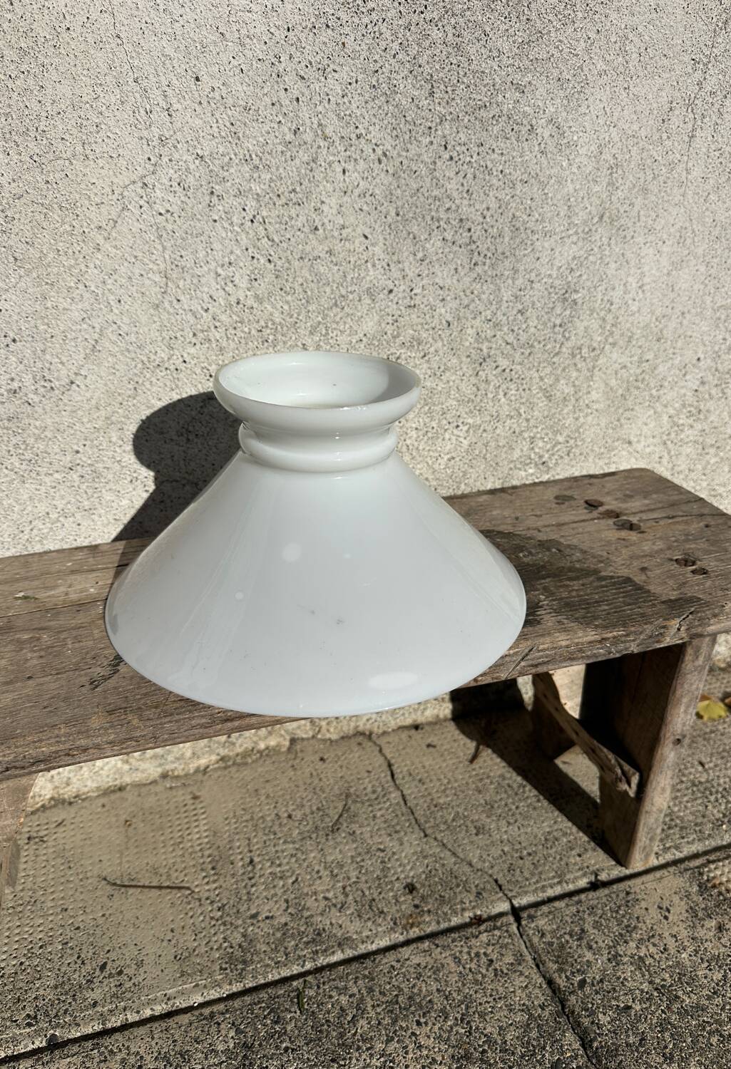 Old white abat-jour in opaline