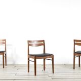 Set of 4 midcentury teak and leatherette chairs