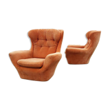 Pair of Steiner velvet armchairs