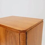 Pair of antique Art Deco bedside tables, walnut veneer, refurbished