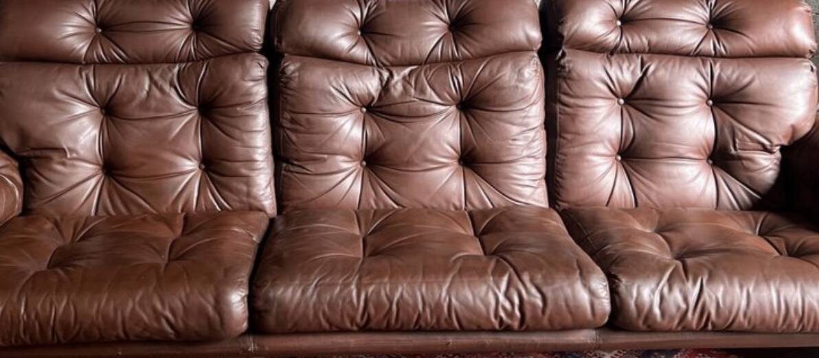 Vintage Scandinavian leather sofa