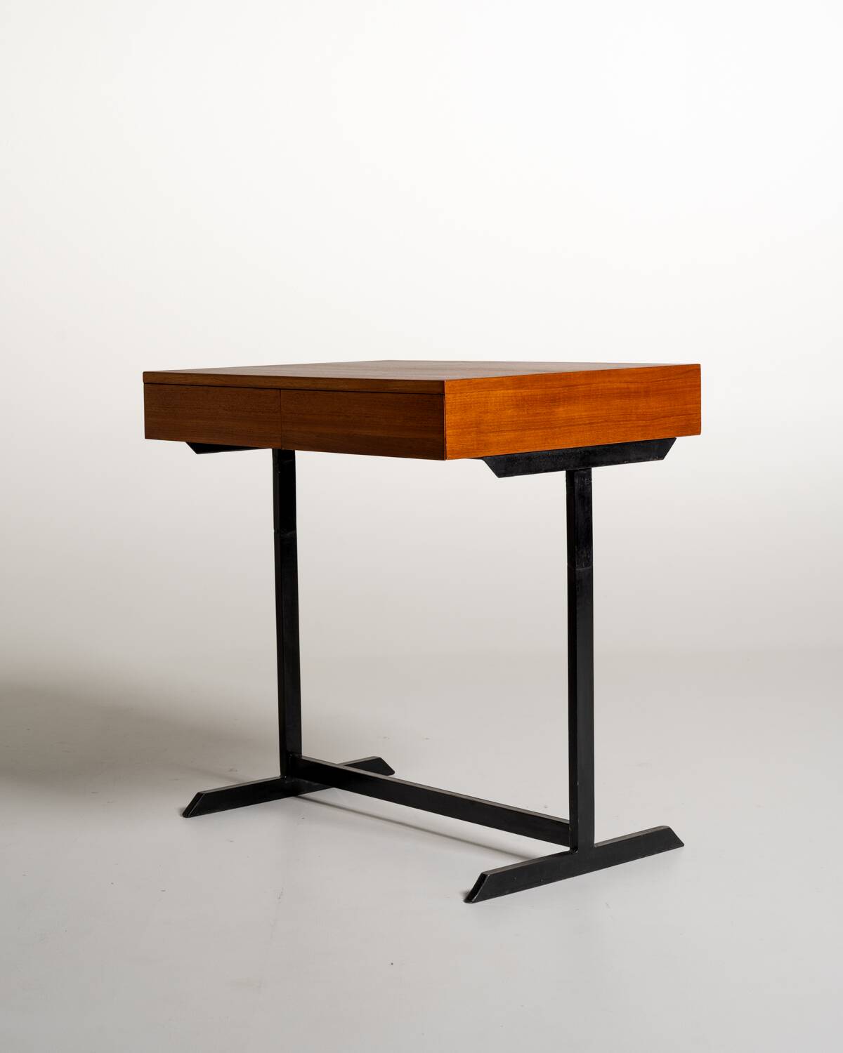 Teak and black painted metal desk, European production, 1960s