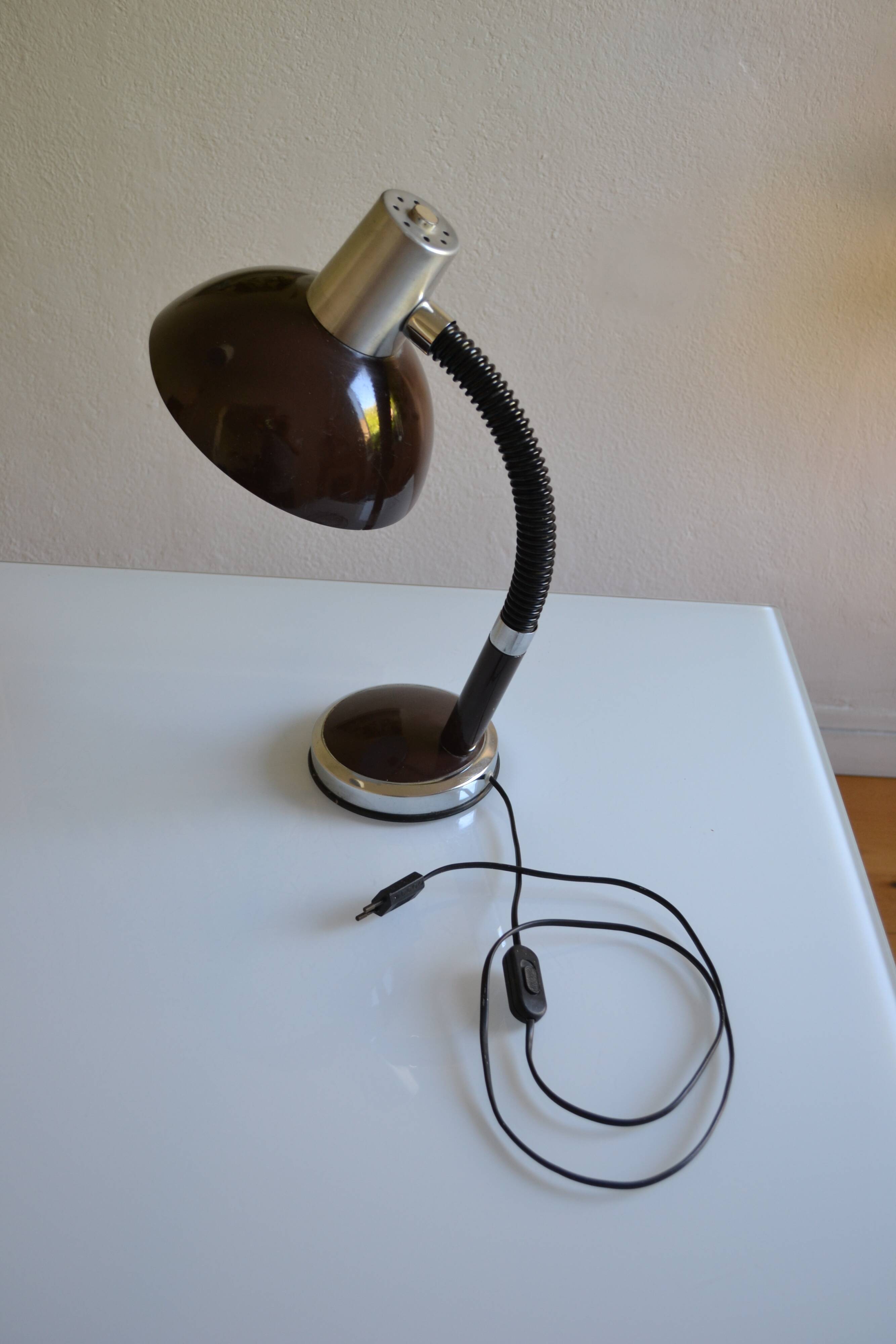 Vintage desk lamp France brown 70s 1970