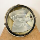 Grey Industrial Pendant Lamp with Clear Glass Cover, 1970s