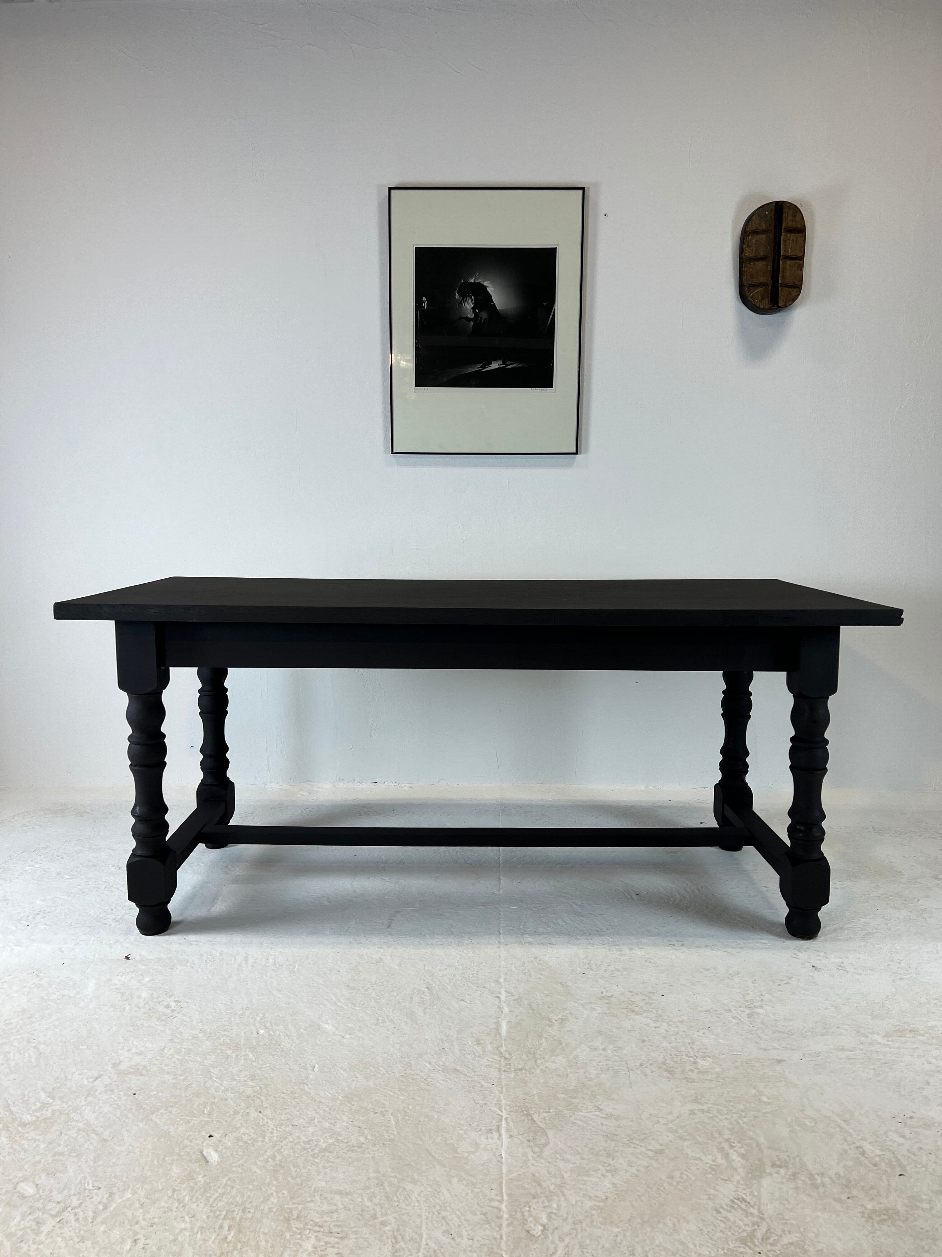 Matte black farmhouse table