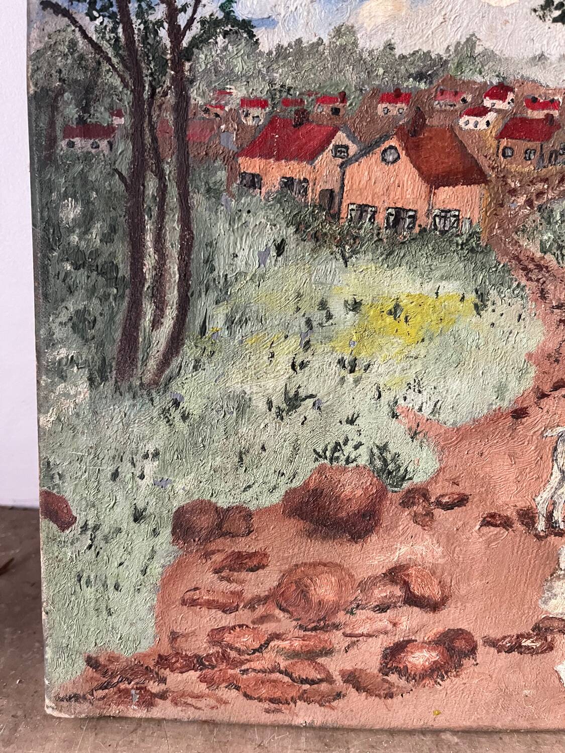 Countryside scene with horses, signed