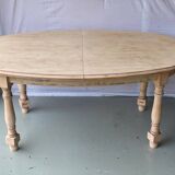 Refurbished vintage farmhouse dining table in solid raw oak wood