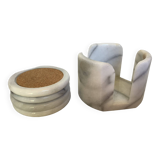 Four marble coasters with holder