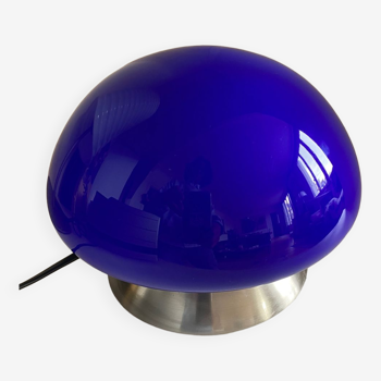 Vintage mushroom lamp globe blue glass 70s style