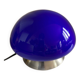 Lampe champignon vintage globe verre bleu style années 70