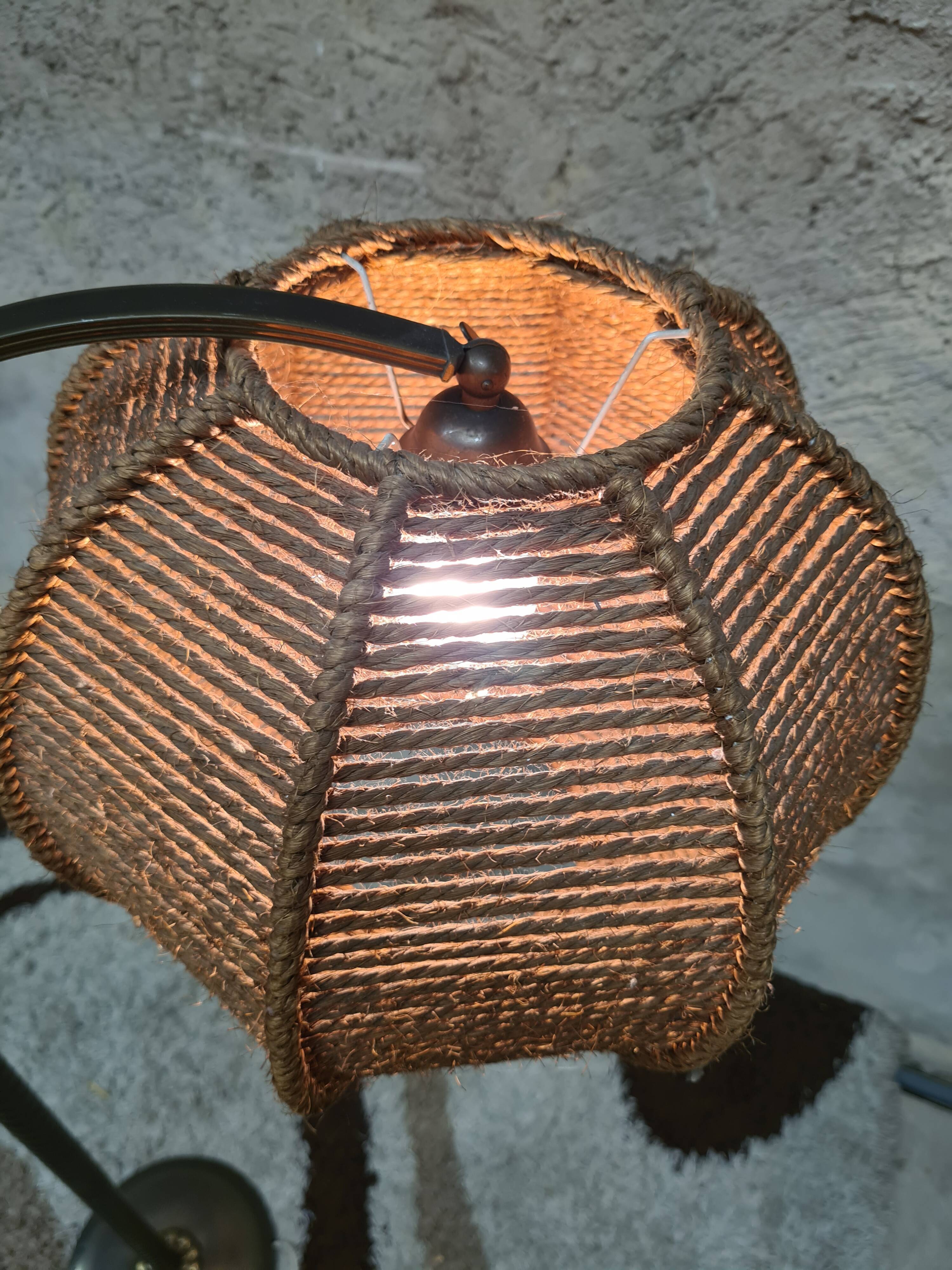 Lampe cordage vintage, années 60