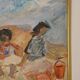 Large Swedish Mid-Century Oil on Panel" Beach" by Stig Thiderman (1920-1973) - Vintage and Framed
