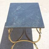 Bronze swan low table and pearl green marble 1950s