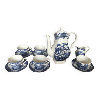 Old tea service the brook myott white ceramic blue decor england
