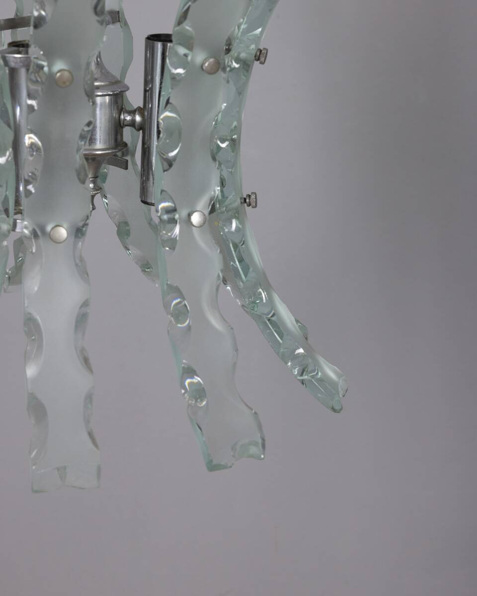 Vintage 70's worked glass chandelier design zeroquattro
