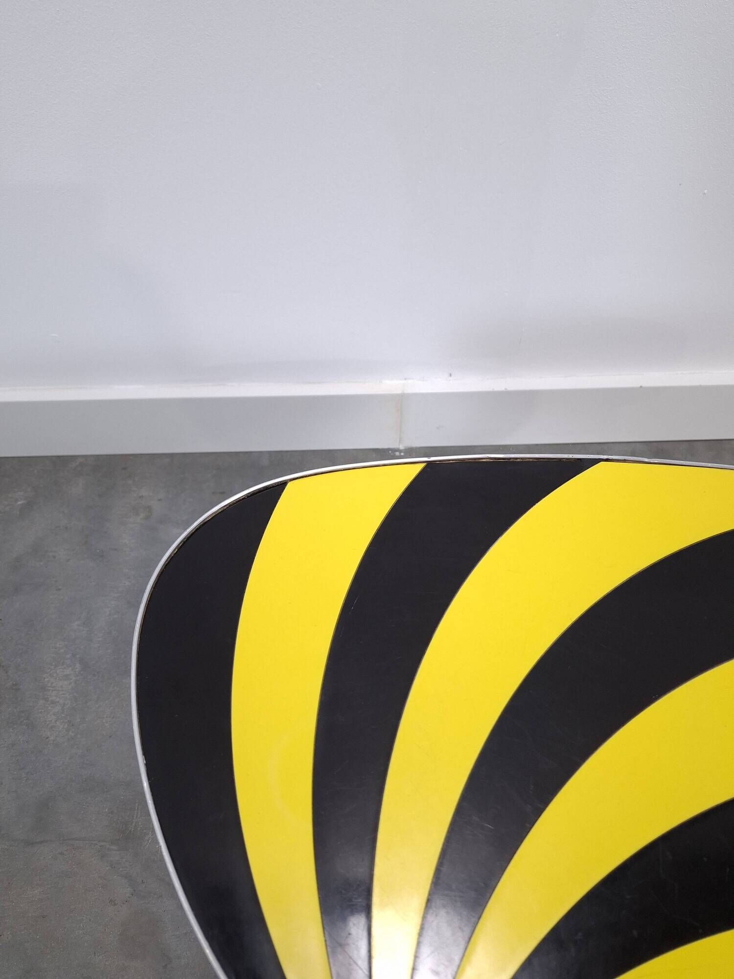 Vintage 1950s black and yellow striped formica table, plant table.