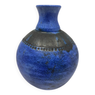 Jacques Blin vase in blue ceramic, France, Mid Century Design