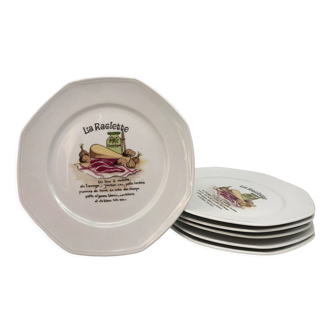 6 raclette plates in sologne porcelain.