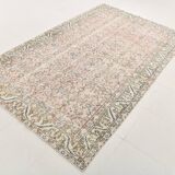 Light Pink & Blue Floral Turkish Vintage Rug, 155x248Cm