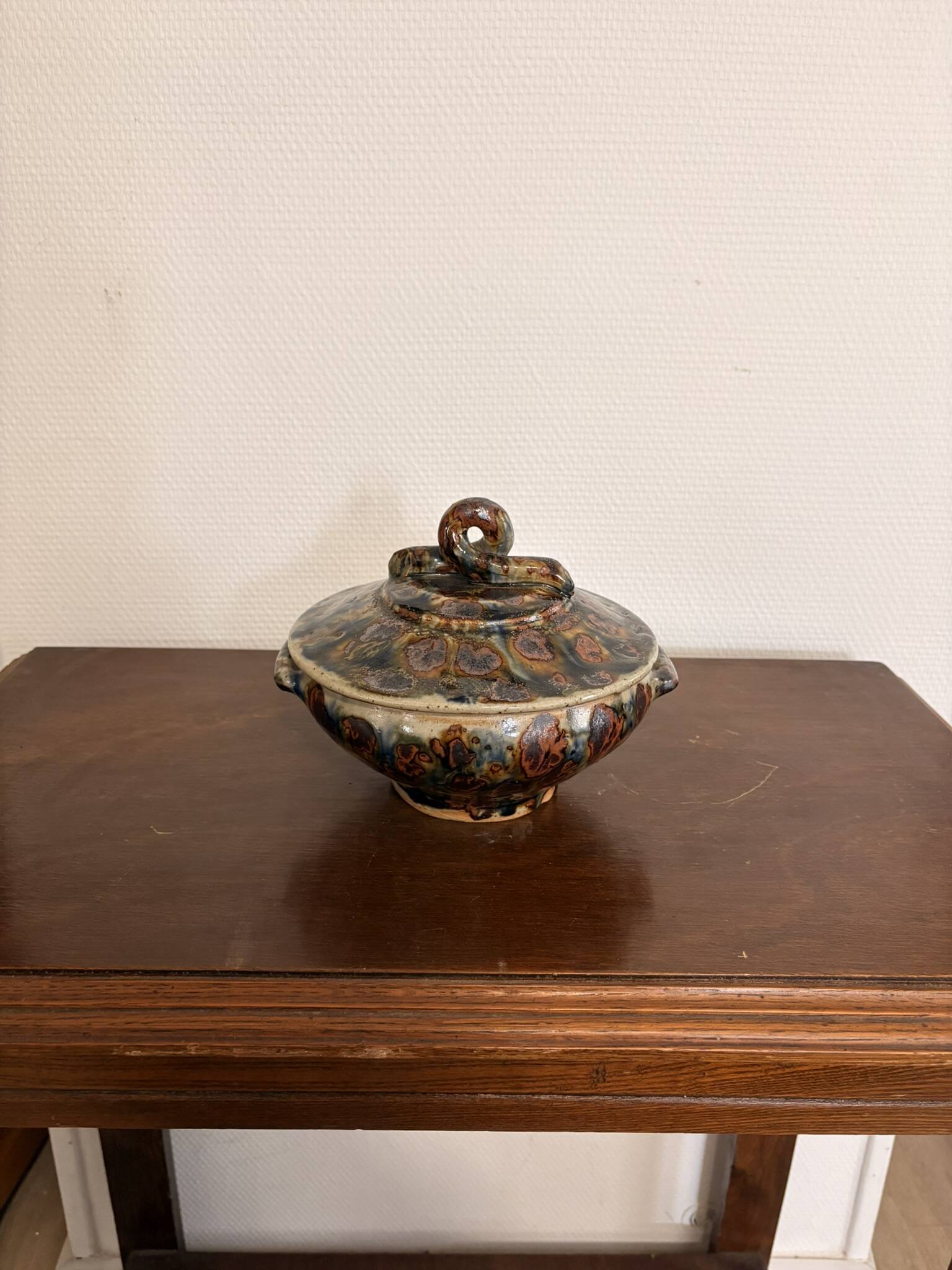 Vintage Brown Stoneware Cassolette Pot by Lucien Talbot de la Borne