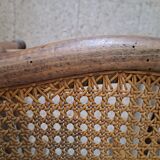 Pair of Bistrot blond wood chairs 1950 with canning seat