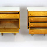 Vintage Nightstands with White Glass Tops, 1970s, Set of 2