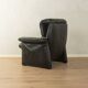 1980s cor armchair and ottoman in black leather