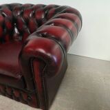 Chesterfield armchair burgundy leather