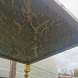 Table basse en laiton et marbre vert vers 1960- mid century