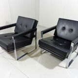Hein Salomonson black leather lounge chairs 1968