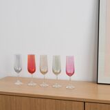 Set of coloured wine glasses, 1960s, made in Czechoslovakia