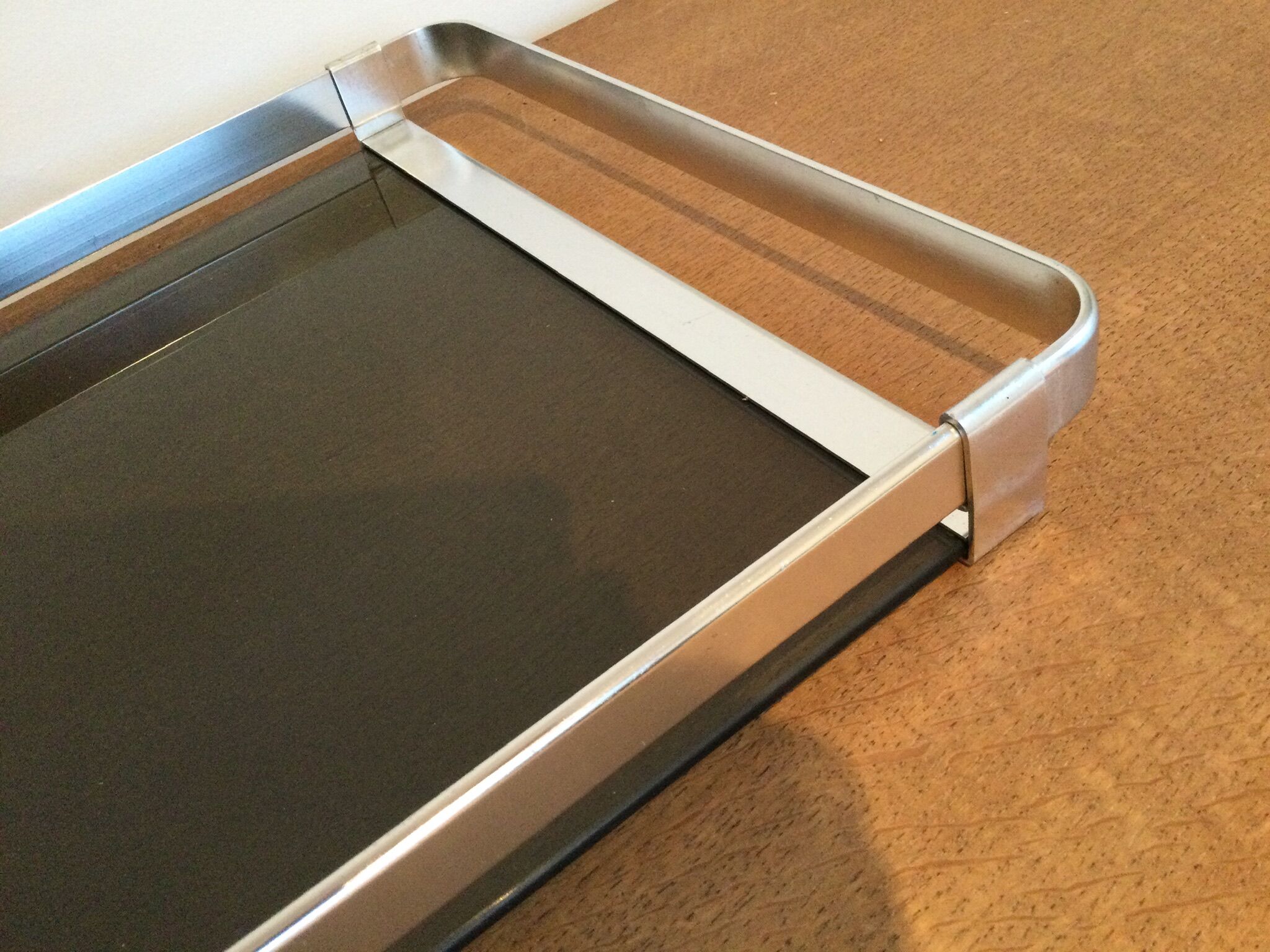 Stainless tray and glass