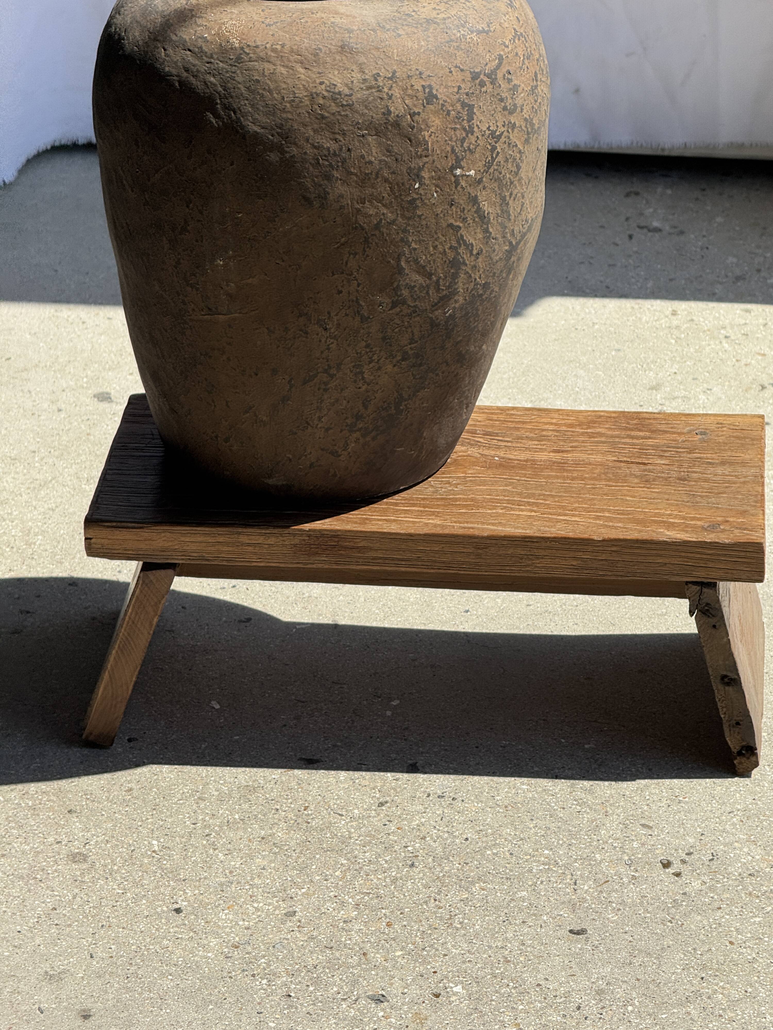 Small low bench in old teak from Indonesia H16 L39