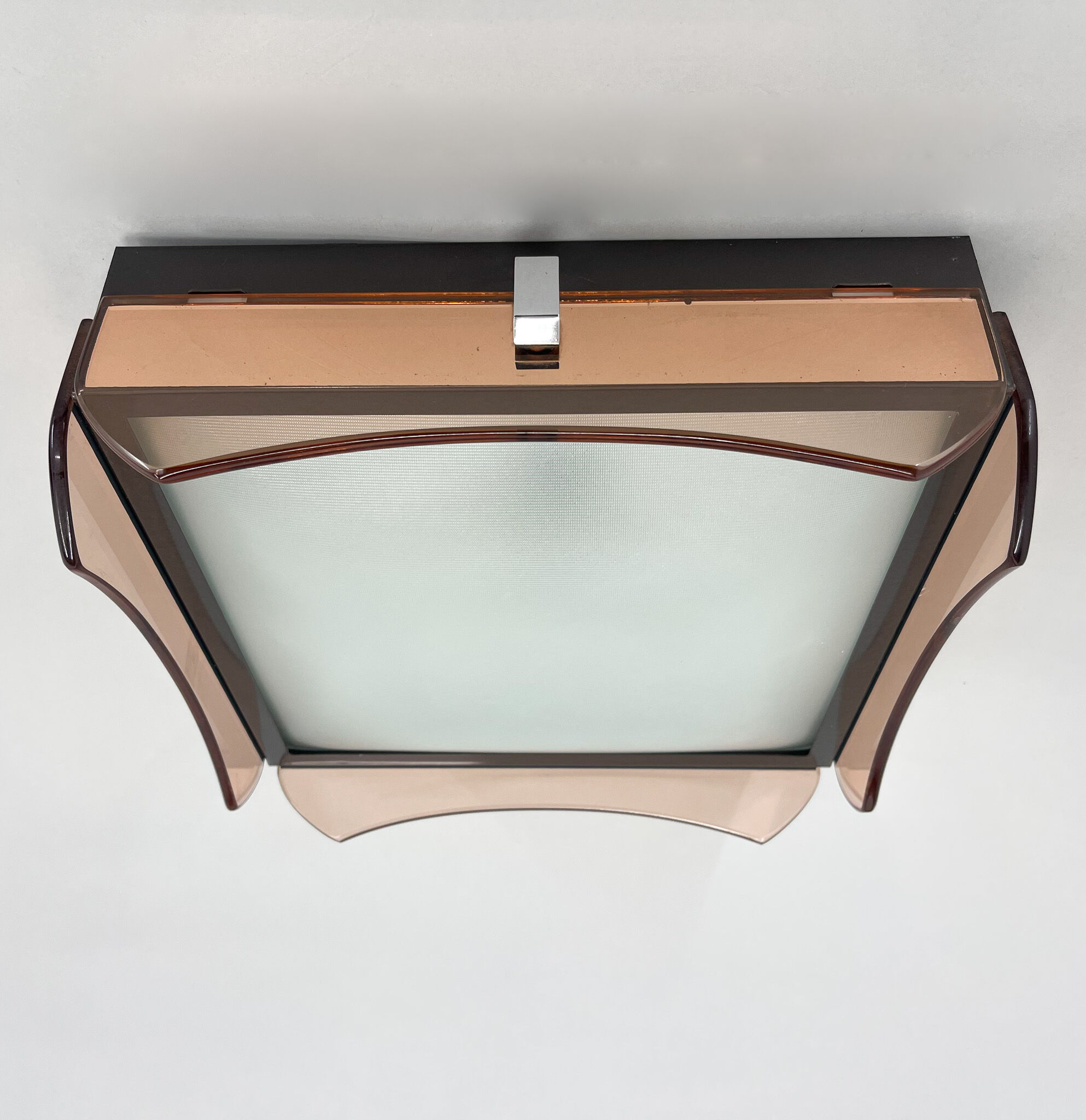 Mid-century Italian Smoked Glass Flush Mount by VECA, Labeled