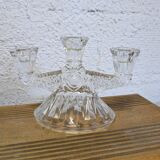 3-arm cut glass candle holder