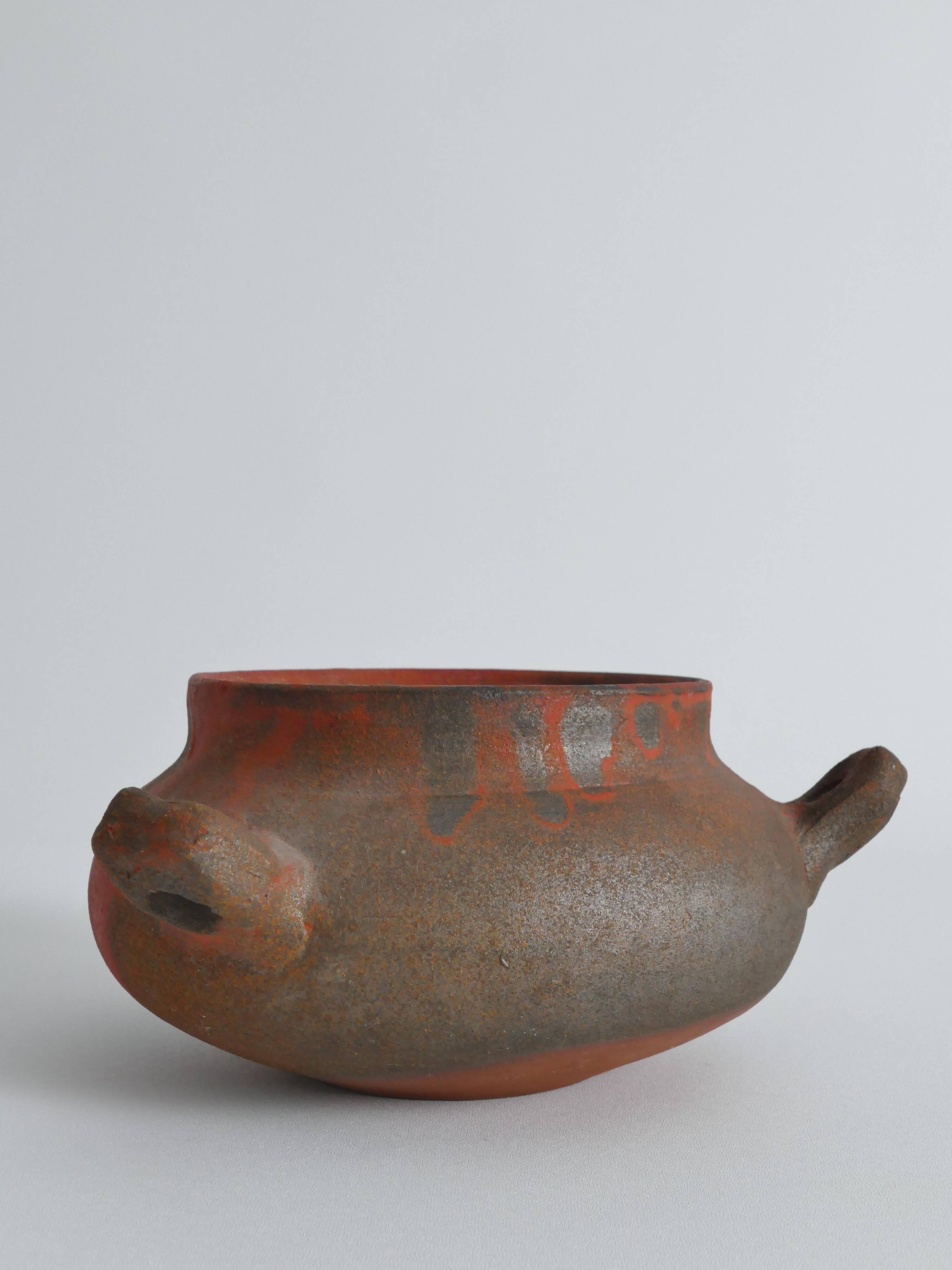 Studio Pottery Three-Handled Earthenware Ceramic Vessel