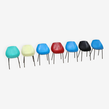 Ensemble de 7 chaises coquillage vintage par Pierre Guariche pour Meurop, 1960