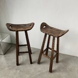 Pair of brutalist high stools