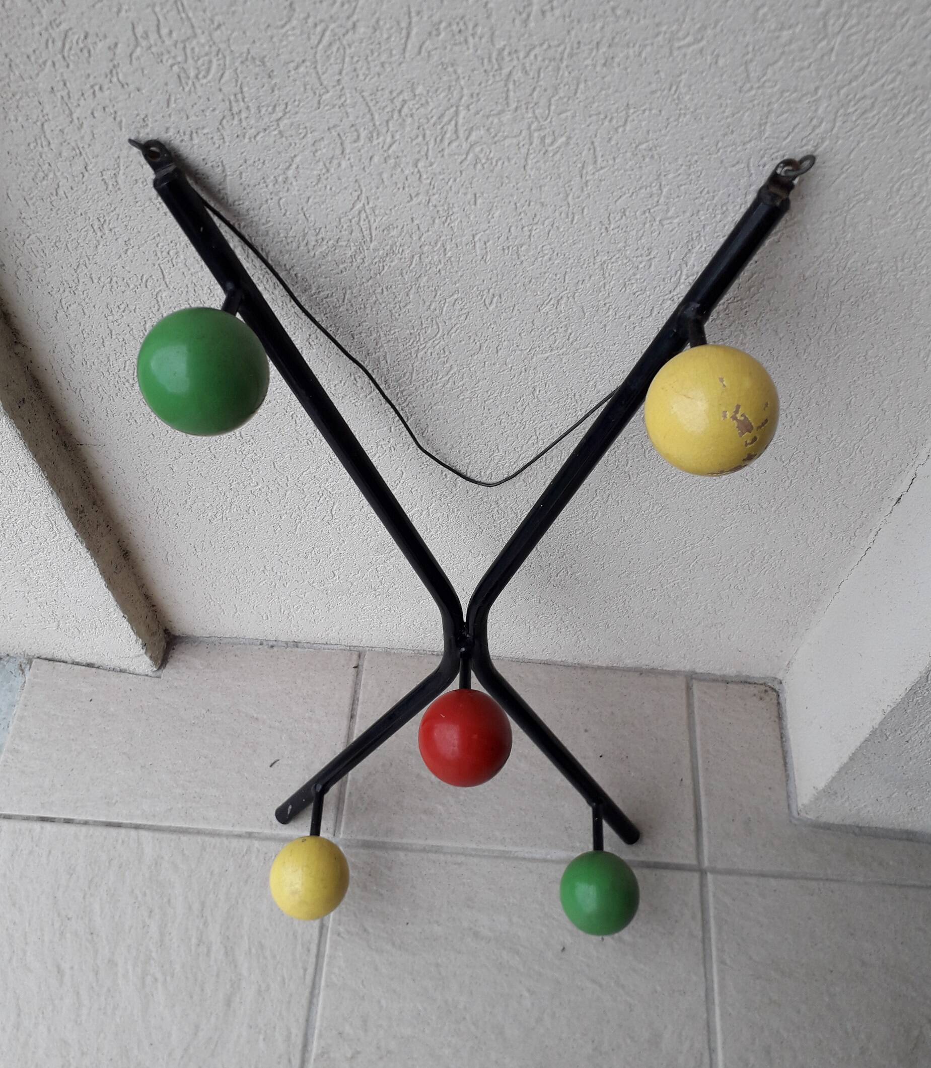 Metal and wood coat rack