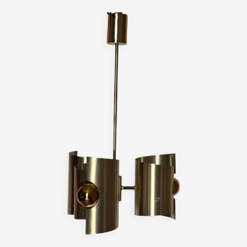 Vintage space age chandelier/suspension 1970 gold brushed aluminum