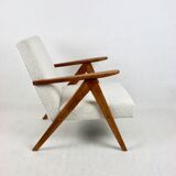 Vintage Ivory White Boucle Model B-310 Armchair, 1970s
