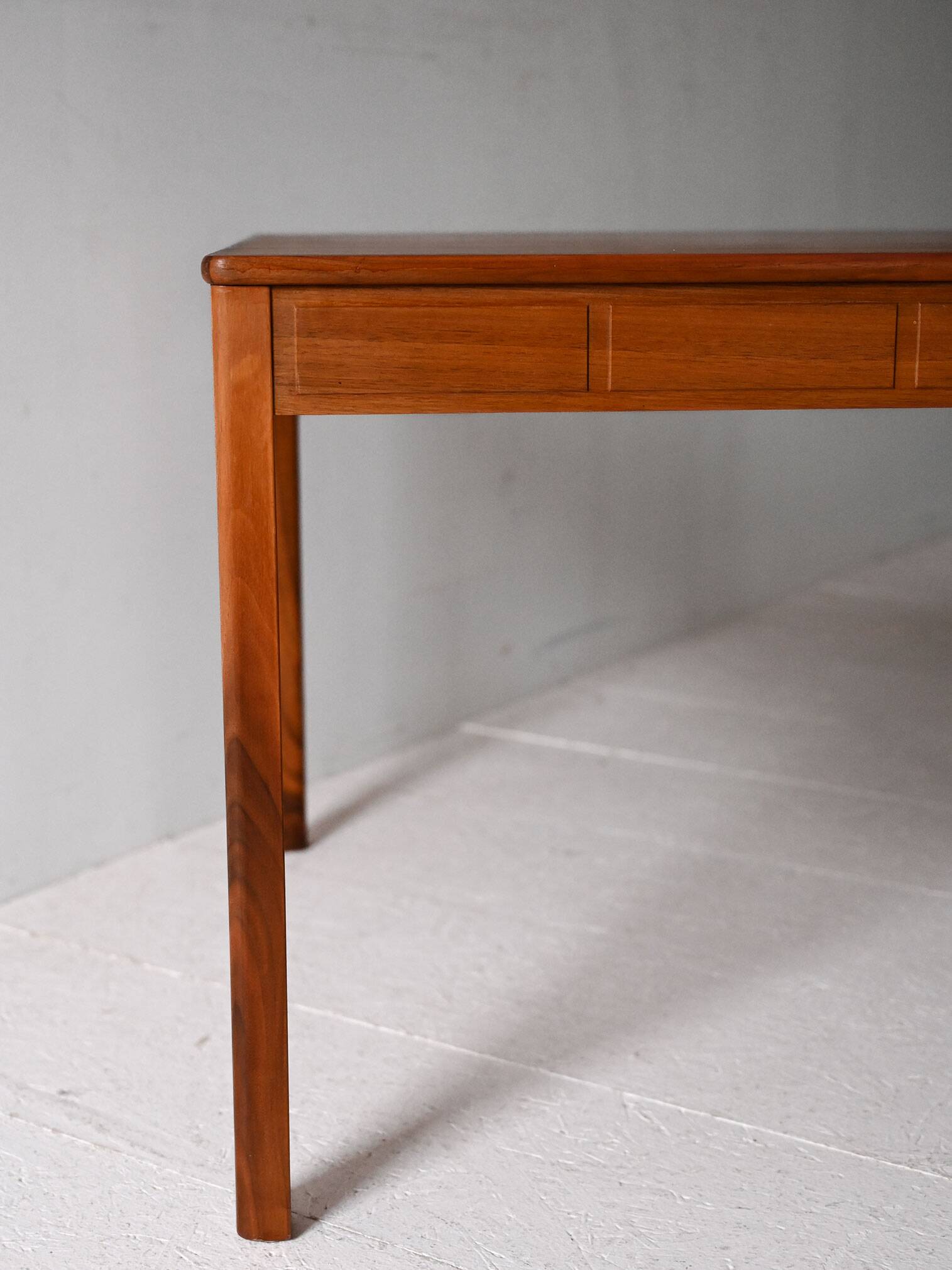 Vintage Scandinavian teak coffee table with carved edge