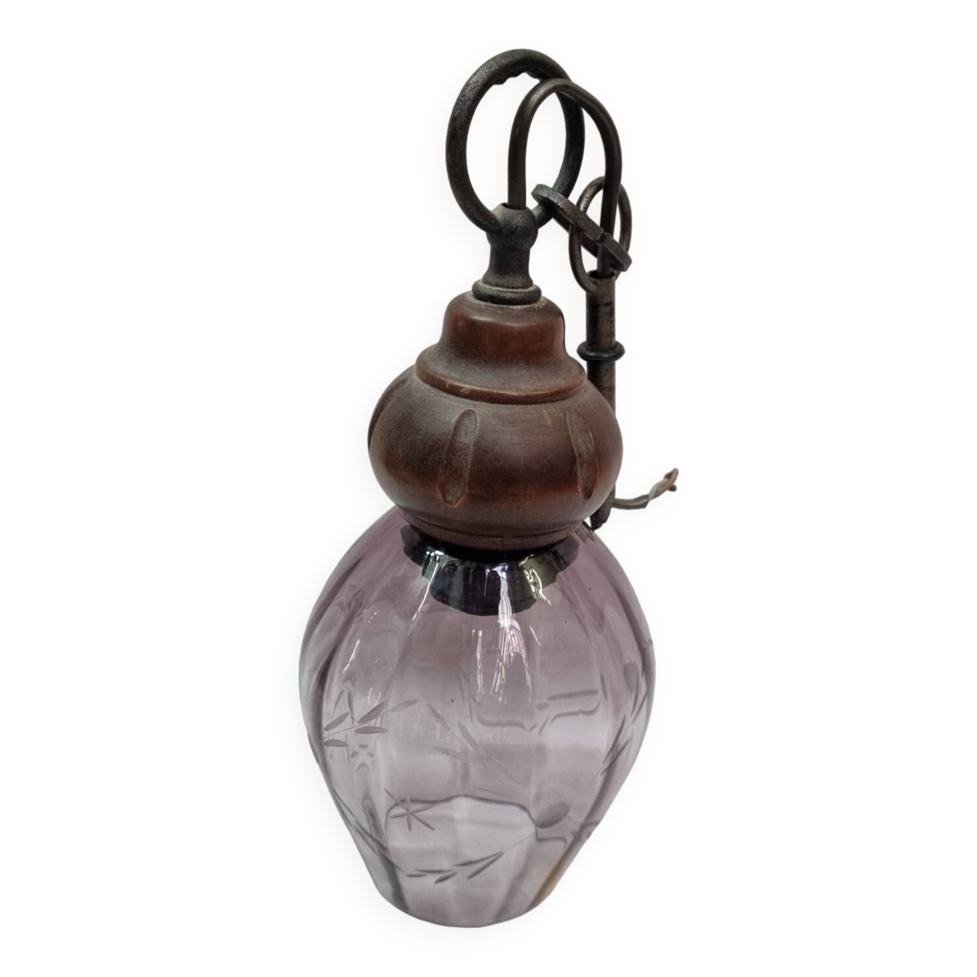 Suspension vintage verre mauve