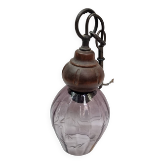 Suspension vintage verre mauve
