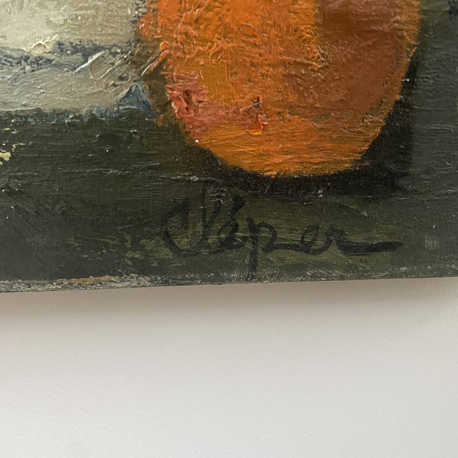 Painting "Oranges and grapes" signed Antoinette Cleper