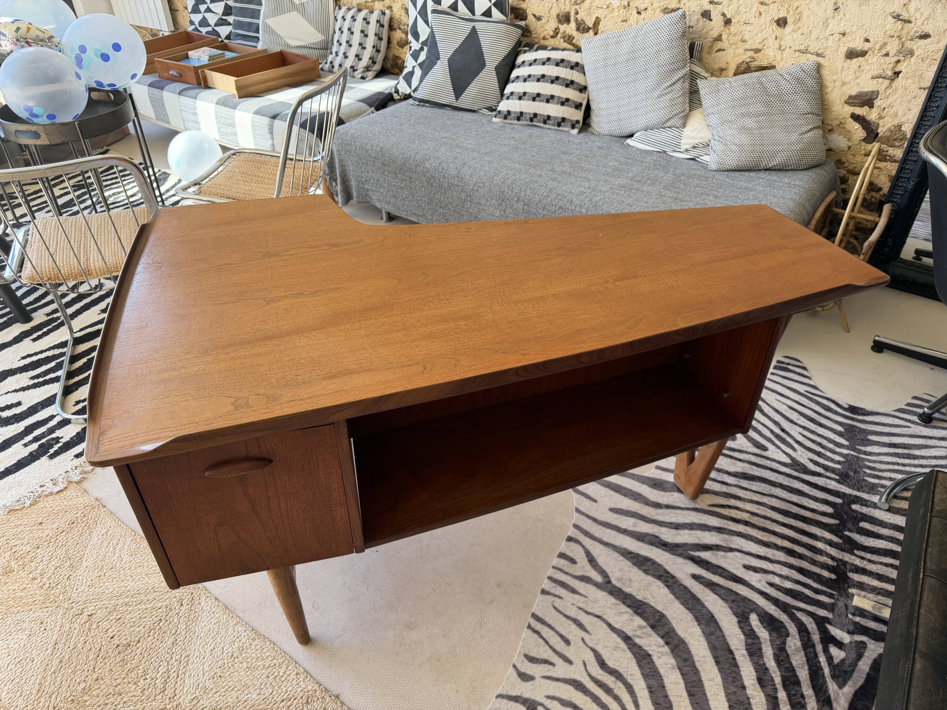 1 Lovig desk in teak, oak base circa 1960