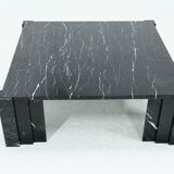 Large italian modern black marble coffee table 1970s
