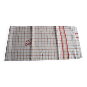 Nappe a carreaux ancienne monogrammée :165x165cm