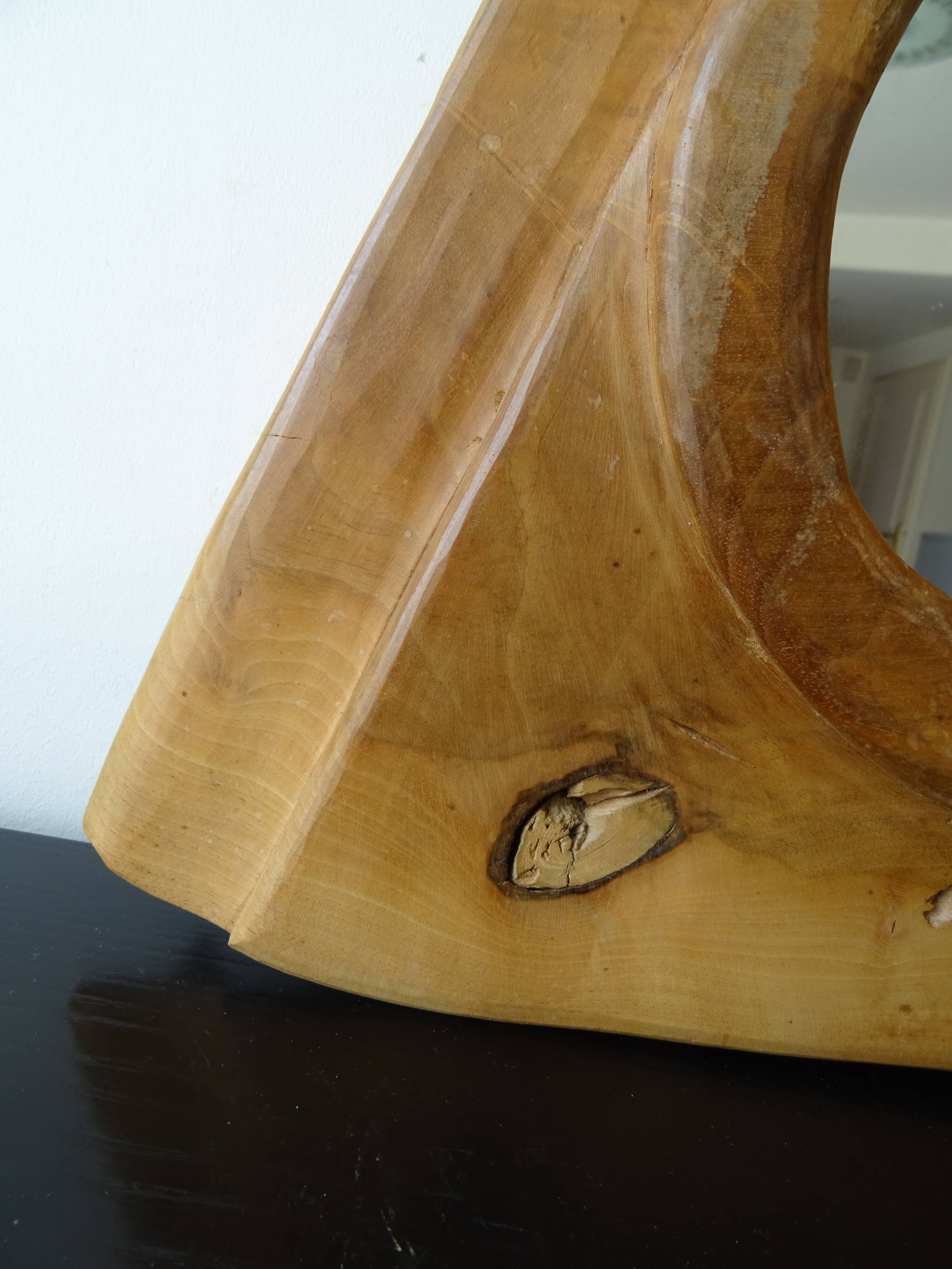 Brutalist free-form solid wood mirror from the 70s